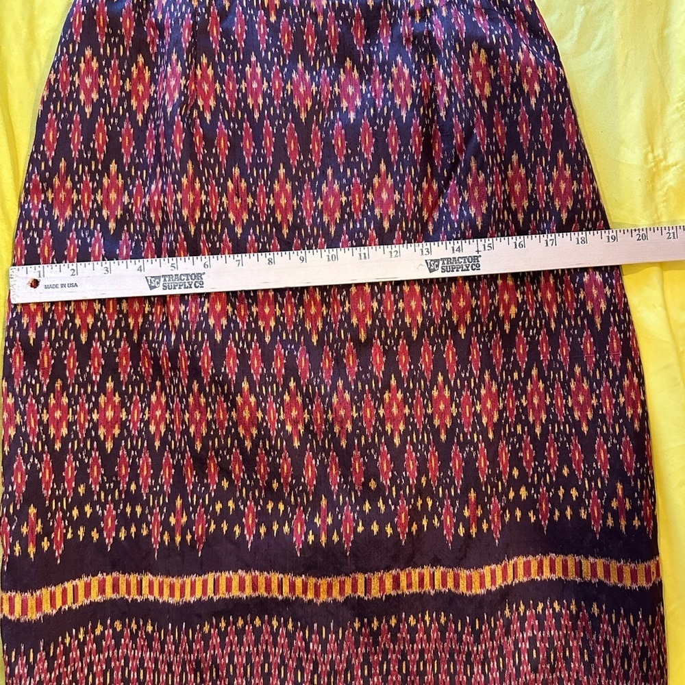 Vintage Alexandra Thai Silk Skirt Suit Set Jacket & Pencil Skirt Ikat Print Sz S - Picture 6 of 12